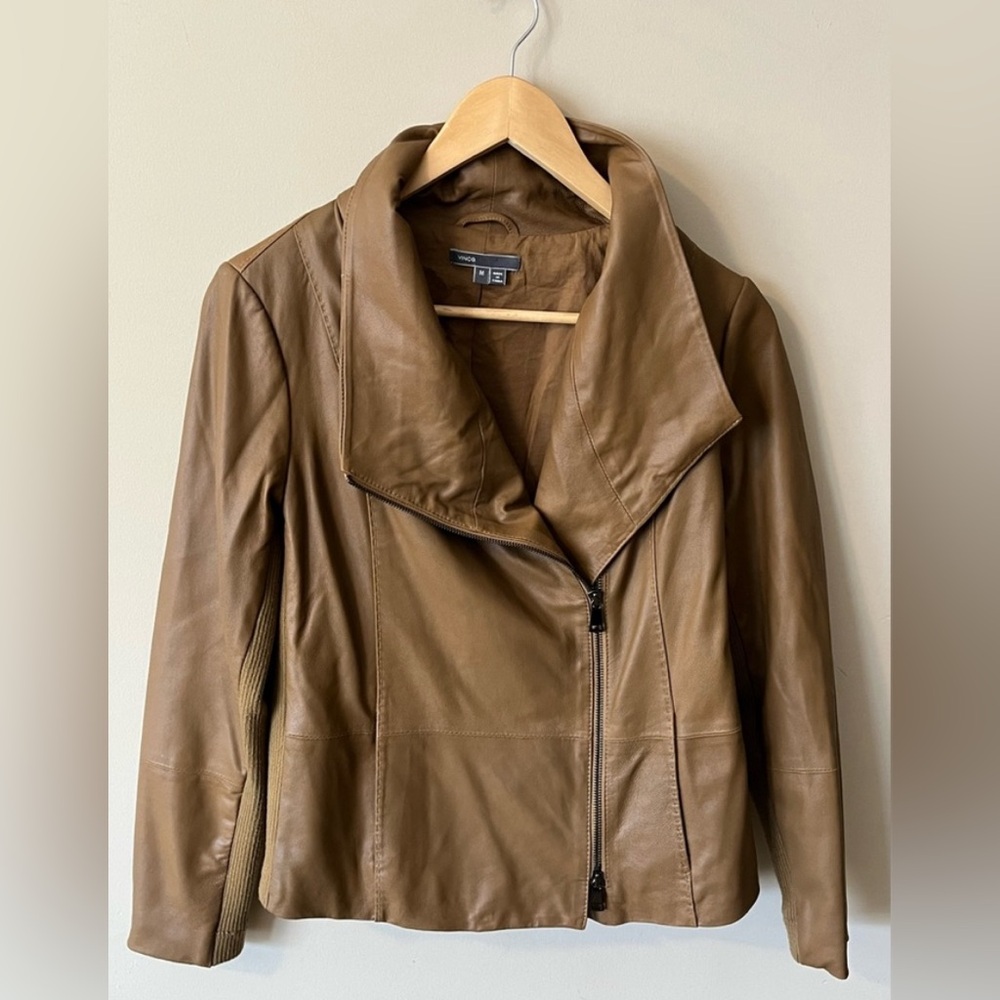 Vince Leather Moto Style  Jacket Size Medium - Picture 3 of 12